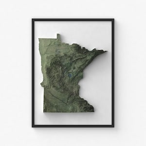 Minnesota Karte Drucken | Moderne Topographische Wandkunst | Giclée Posterdruck