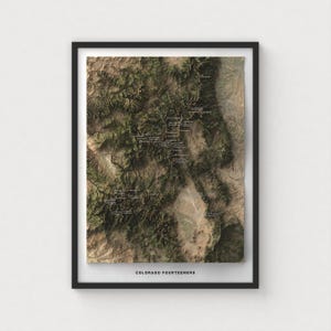 Colorado 14ers Map Print | Modern Topographic Wall Art | Giclée Poster Print