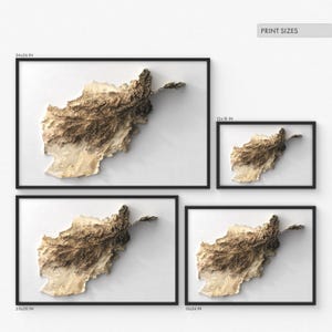 Afghanistan Map Print | Modern Topographic Wall Art | Giclée Poster ...