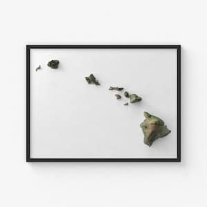 Hawaii Map Print | Modern Topographic Wall Art | Giclée Poster Print