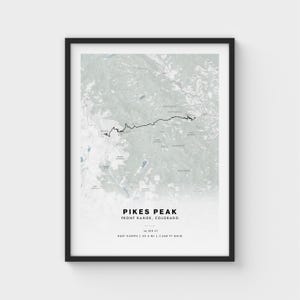 Pikes Peak Trail Map Print | Front Range Colorado Fourteener | Wall Art