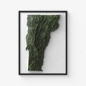 Impression de carte du Vermont | Art mural topographique moderne | Impression giclée d'affiche
