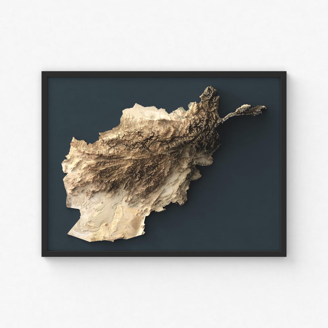 Afghanistan Map Print | Modern Topographic Wall Art | Giclée Poster ...