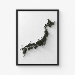 Impresión de mapa de Japón / Arte mural topográfico moderno / Impresión de póster giclée