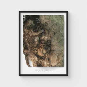 Kontinentaler Wasserteiler Wasserlinie Karte Drucken | Moderne Topographische Wandkunst | Giclée Posterdruck