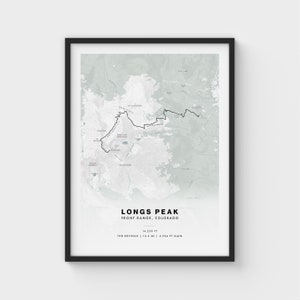 Longs Peak Trail Map Print | Front Range Colorado Fourteener | Wall Art