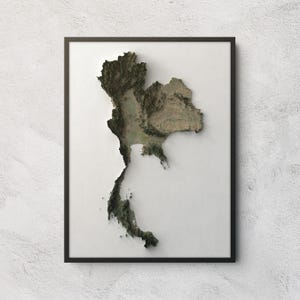Thailand Map Print | Modern Topographic Wall Art | Giclée Poster Print