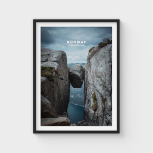Norway Kjeragbolten Travel Poster Print | Travel Photography | Wall Art | Home Decor