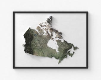 Wydruk mapy Kanady | Nowoczesna sztuka topograficzna na ścianę | Wydruk plakatu giclée