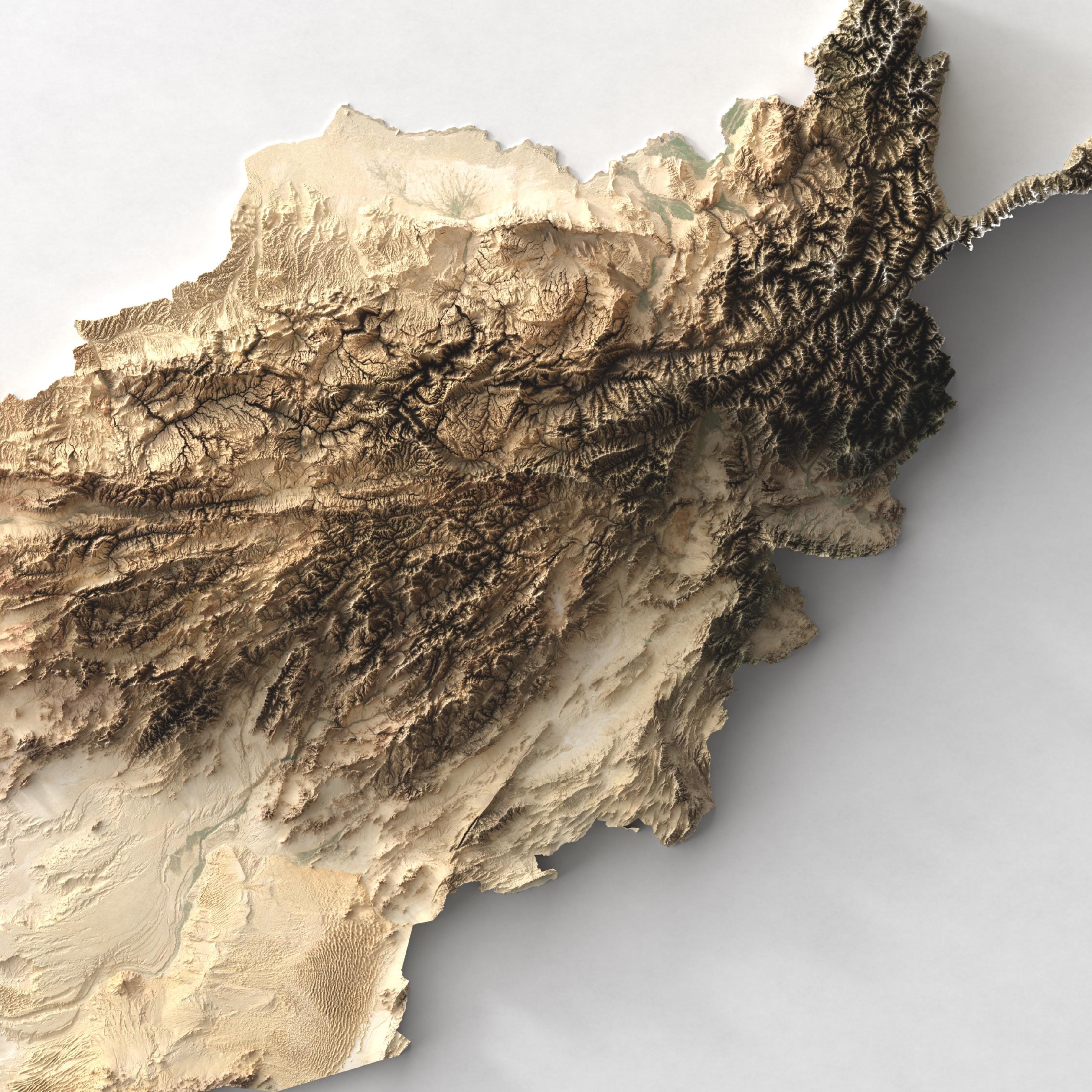 Afghanistan Map Print | Modern Topographic Wall Art | Giclée Poster ...