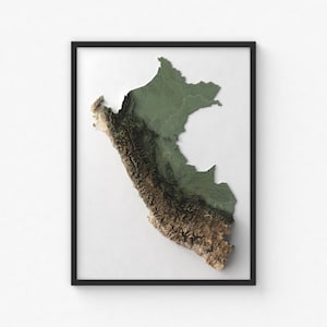 Peru Karte Drucken | Moderne Topographische Wandkunst | Giclée Posterdruck