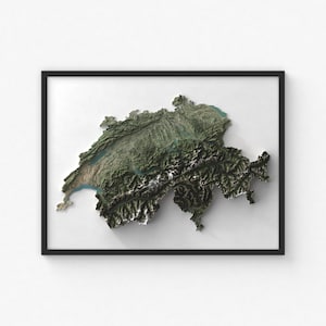 Schweiz Karte Print | Moderne Topographische Wandkunst | Giclée Posterdruck