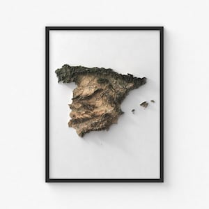 Spanien Karte Drucken | Moderne Topographische Wandkunst | Giclée Posterdruck