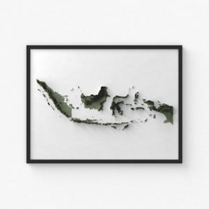 Impresión de mapa de Indonesia / Arte mural topográfico moderno / Impresión de póster giclée