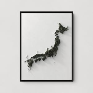 Kaart van Japan | Moderne topografische wanddecoratie | Giclée posterprint