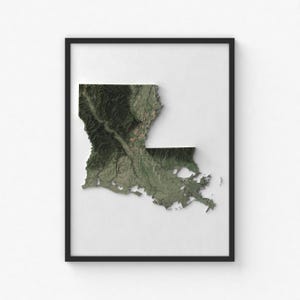 Louisiana Map Print | Modern Topographic Wall Art | Giclée Poster Print