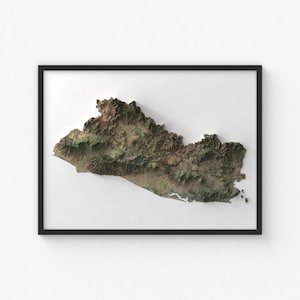 El Salvador Map Print | Modern Topographic Wall Art | Giclée Poster Print