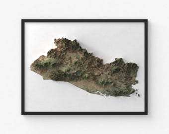 Impression de carte du Salvador | Art mural topographique moderne | Impression giclée d'affiche