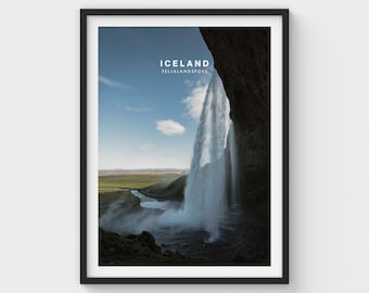 Iceland Seljalandsfoss Travel Poster Print | Travel Photography | Wall Art | Home Decor