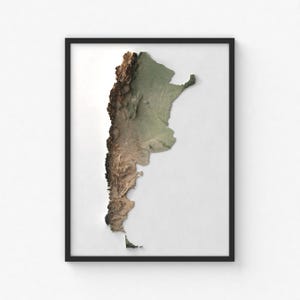 Argentinien Karte Drucken | Moderne Topographische Wandkunst | Giclée Posterdruck