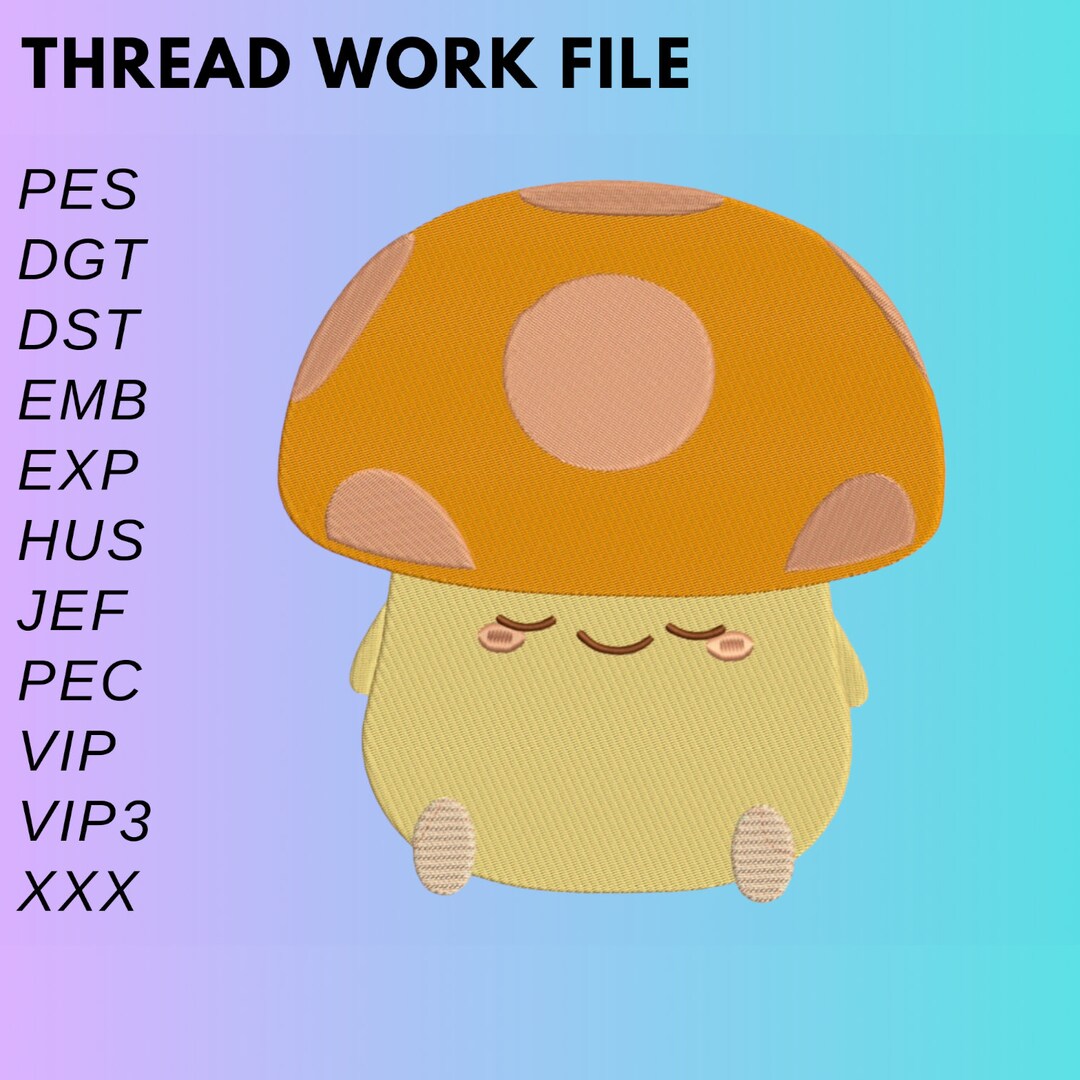 Cute Mushroom Embroidery Design. Mushroom Embroidery Files. Trendy