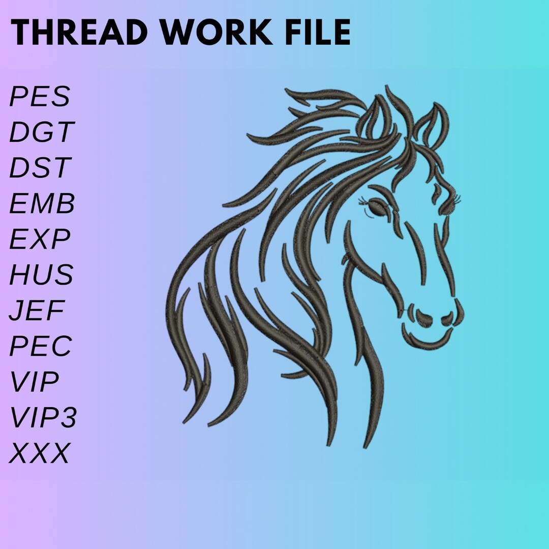 Horse Head Embroidery Design. Horse Embroidery Files. Horse Embroidery
