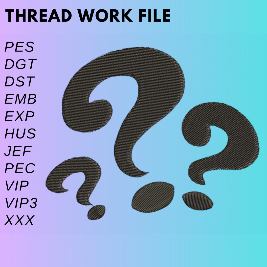 Question Mark Embroidery Design. Fun Embroidery Files. Trendy Etsy