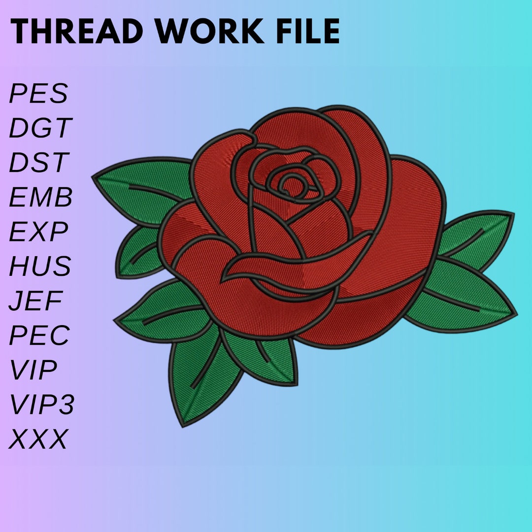 Flower Embroidery Design. Rose Embroidery Design. Flowers Etsy