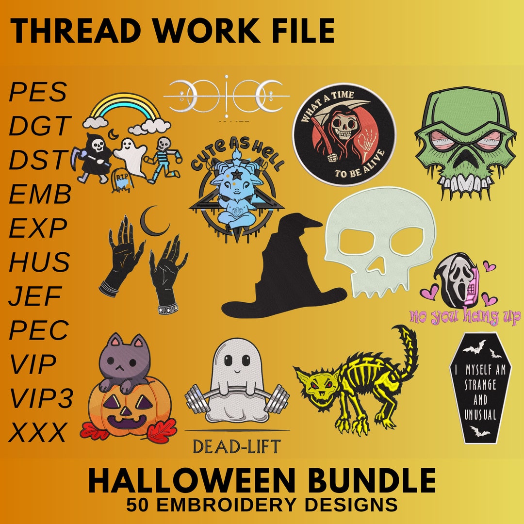 50 Halloween Embroidery Designs Bundle. Pack of Embroidery Machine ...