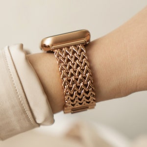 Apple Watch Band Metal Bracelet Watch Strap 38mm 40mm 41mm 42mm 44mm 45mm 49mm Apple Watch ArmBand Series 9-1 Handmade Gift Rose Gold