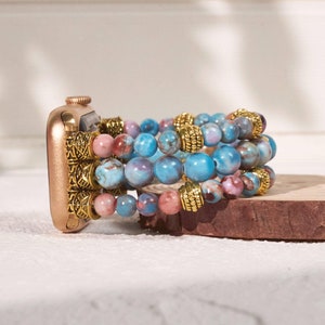 Bohemia Apple Watch Band • Natural Beads Watch Strap • Apple Watch Bracelet • 38mm 40mm 41mm 42mm 44mm 45mm 46mm • Series 10-1 • For Women