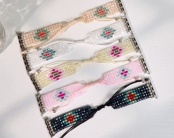 Bohemian Apple Watch band • Beaded braid Apple Watch Strap • 38mm 40mm 41mm 42mm 44mm 45mm 49mm • Apple Watch 9-1 Series • Birthday Gift