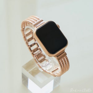 Bracelet Apple Watch en métal Bracelet fait main pour femme 38 mm-41 mm 42 mm-45 mm Séries 9, 8, 7, 6, 5, 4, 3, 2, 1, SE, Ultra Bracelet Apple Watch Rose Gold