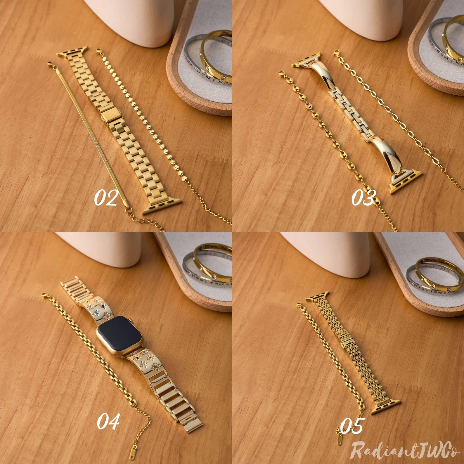 Gold Apple Watch Band • Metal Bracelet Watch Strap • 38mm 40mm 41mm 42mm 44mm 45mm 46mm 49mm • iWatch Band • Series 10-1 • Mother's Day Gift