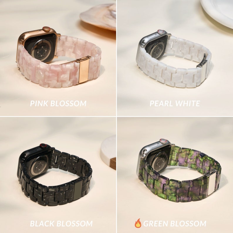 Resin Apple Watch Band Handcrafted Watch Strap Compatible 38mm-41mm, 42mm-45mm Series 1-9 SE For Wrist Strap Apple Watch Strap image 6