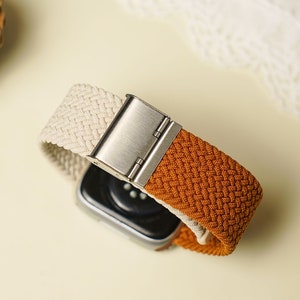 Apple Watch Band Woven Bicolor Handcrafted Watch Strap Compatible 38mm-41mm, 42mm-45mm Series 1-9 SE For Wrist Strap Brown