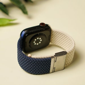 Apple Watch Band Woven Bicolor Handcrafted Watch Strap Compatible 38mm-41mm, 42mm-45mm Series 1-9 SE For Wrist Strap Blue