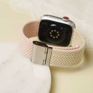 Apple Watch Band Woven Bicolor Handcrafted Watch Strap Compatible 38mm-41mm, 42mm-45mm Series 1-9 SE For Wrist Strap Pink