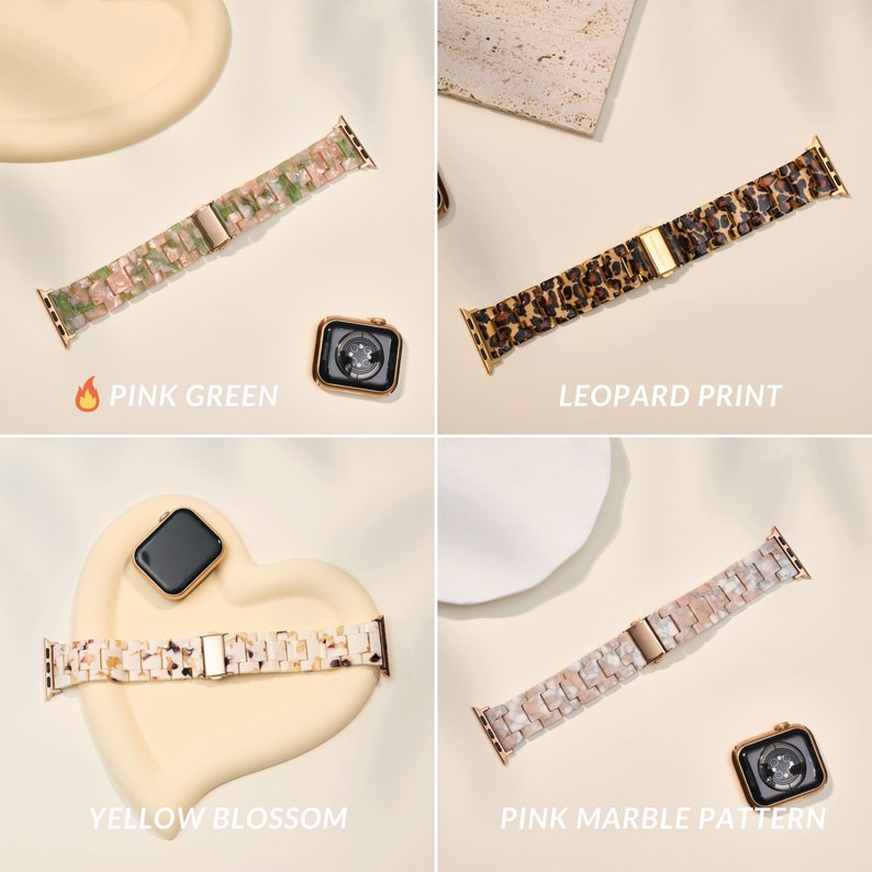 Resin Apple Watch Band Handcrafted Watch Strap Compatible 38mm-41mm, 42mm-45mm Series 1-9 SE For Wrist Strap Apple Watch Strap image 8