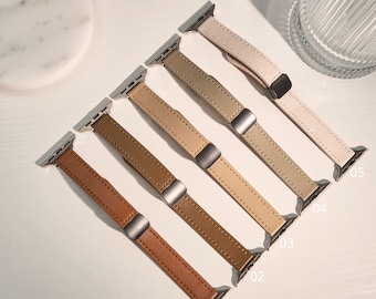 Leather Apple Watch Strap • Magnetic Apple Watch Band • Series 10 9 8 7 6 5 4 3 2 1 SE • 38mm 40mm 41mm 42mm 44mm 45mm 49mm • Gift For Her