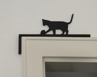 Black Cat Door Frame Decor Wall Hanging | Cat Coffee Silhouette for Door Panel / Mirror / Picture Frame Funny Cat Lover