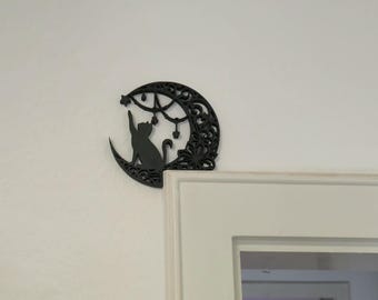 Black Cat Door Frame Decor Cute Wall Hanging | Cat Silhouette for Door Panel / Mirror / Picture Frame Funny Cat Lover