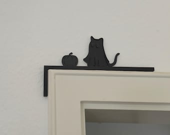Helloween Door Frame Decor Cat Ghost Wall Hanging | Cat Silhouette for Door Panel / Mirror / Picture Frame Funny Cat Lover