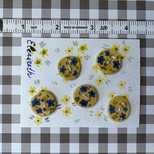 Botones de cerámica amarillos con flores, juego imagen 7