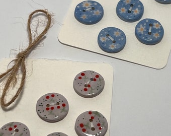 Juego de botones redondos (5º), juego de botones de cerámica hechos a mano