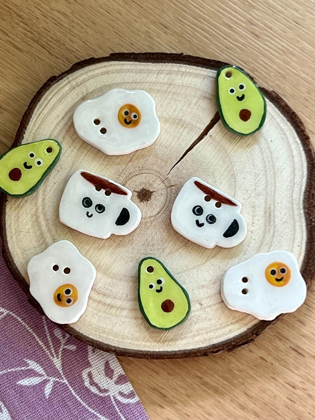 Handmaide Handpainted Ceramic Buttons 