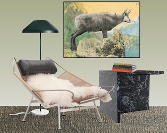 Vintage Bergziege Print, Einzigartiger Tier Wanddruck, Bergziege Poster, Wandbild für Wohnzimmer, Vintage Ziege Print, Home Decor