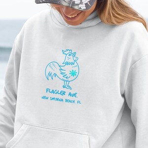 FLAGLER Ave NSB ROOSTER-hoody - New Smyrna Beach, Florida - Local Rooster