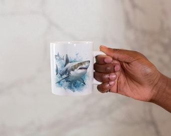 Taza de tiburón, regalo de tiburón, taza para fanáticos de los tiburones, regalo para fanáticos de los tiburones, taza para amantes de los tiburones, regalo para amantes de los tiburones, taza de tiburón blanco, regalo de tiburón blanco