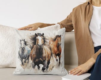 Horses Pillow, Picture Pillow, Animal Pillow, Double-Sided Print,Horses Lover Gift, Horse Lovers, Perfect Gift, Gift For Friend